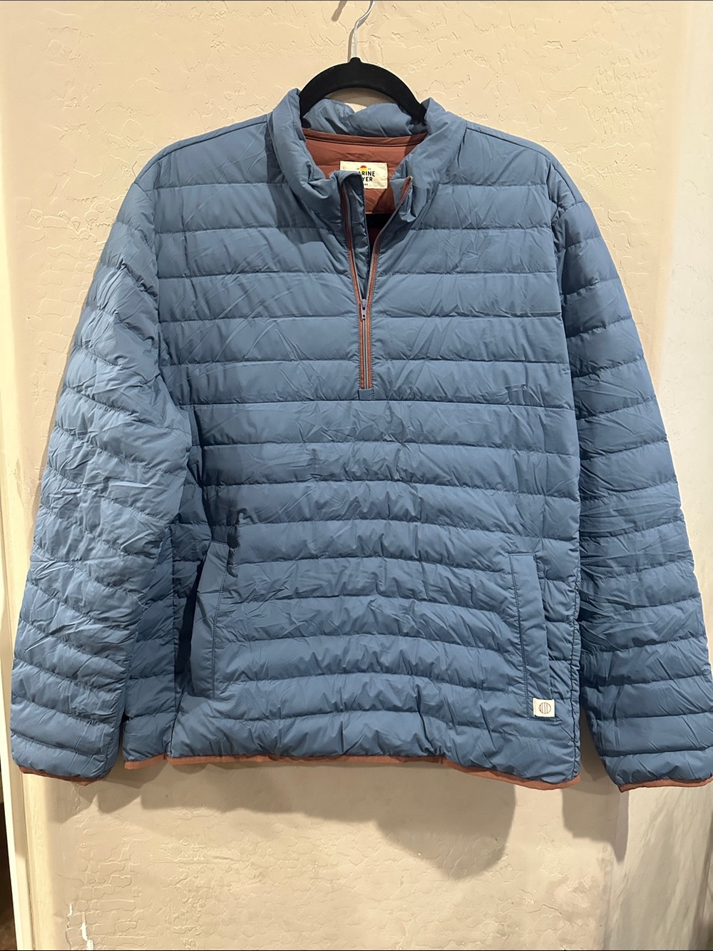 Marine Layer Light Blue Quilted Half-Zip Puffer Pullover